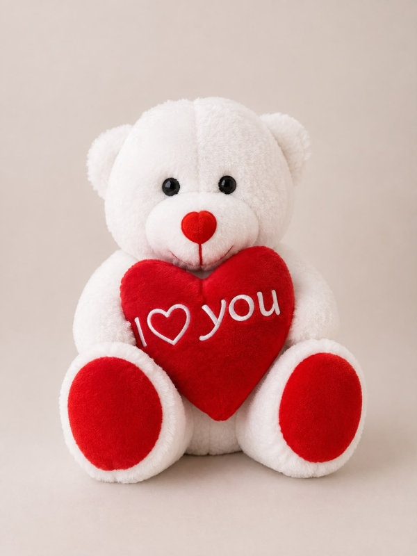 BÜYÜK I LOVE YOU YAZILI BEYAZ AYICIK